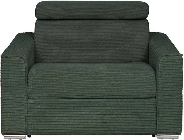 Vente-unique Schlafsessel Vizir in Tannengrün mit Samtbezug und Armlehnen - Bild 1