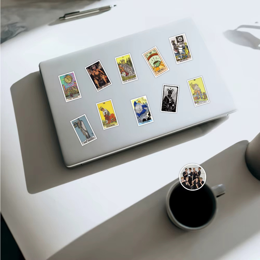 50-teiliges Tarot-Karten-Graffiti-Aufkleber-Set, wasserdichte DIY-Aufkleber in Multicolour für Skateboard, Notebook und Gepäck - Bild 3