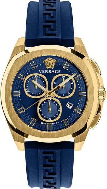Versace Chronograph, Herrenuhr, Edelstahl, Quarz, 43 mm, Blau, 5 ATM - Bild 1