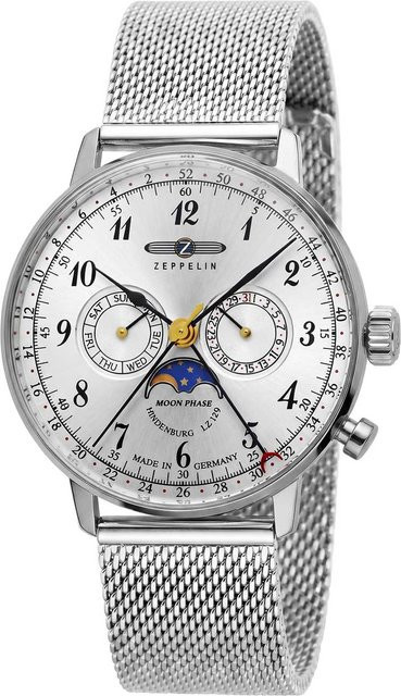 Zeppelin Hindenburg LZ129 Herrenuhr, Quarz, Edelstahl, 40 mm, Silber - Bild 1