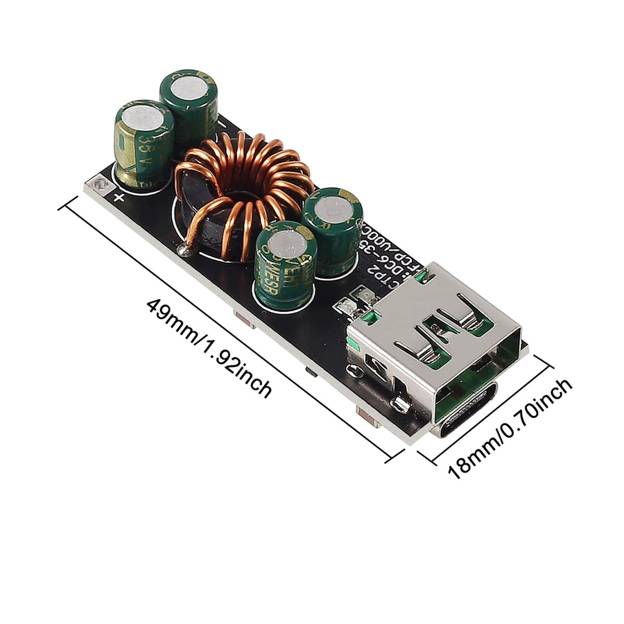 60W DC zu USB Typ C PD 3.0 und QC 4.0 Step-Down-Leistungsmodul mit USB Typ A in Schwarz für 6-35V Schnellladung von Huawei SCP/FCP und Apple PD - Bild 3