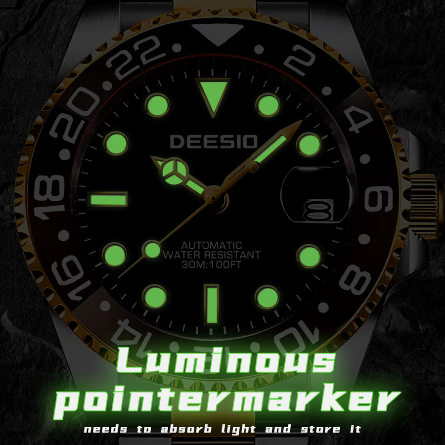 Deesio Armbanduhr, Automatik, Edelstahl, Schwarz, Herren - Bild 4