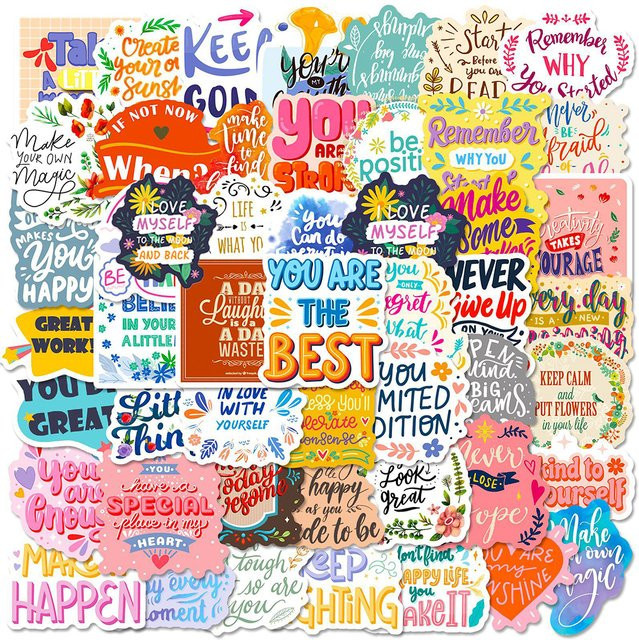 Rspctou Motivierende Englische Spruch-Aufkleber in Bunt für DIY Koffer und Gitarre - Bild 1