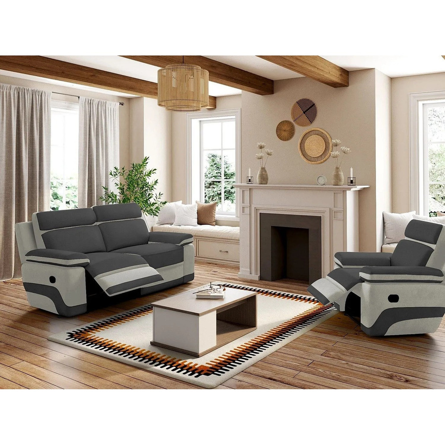 Vente-unique Couchgarnitur Talca mit Sessel aus Microfaser in Anthrazitgrau, Breite: 200 cm, Breite Sessel: 101 cm - Bild 2