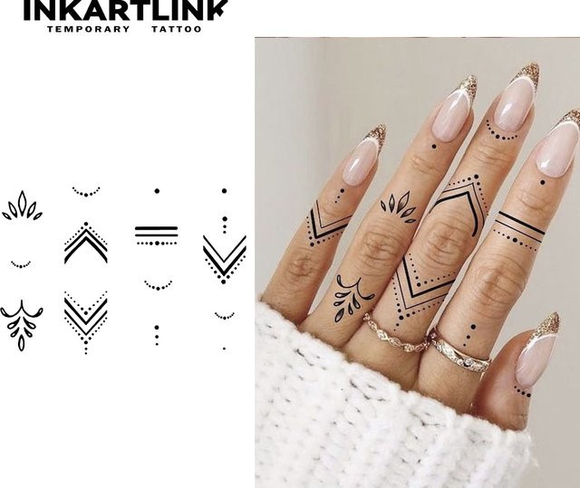 Henna Finger Tattoo, temporärer Tattoo-Aufkleber, wasserfest, semi-permanent - Bild 1