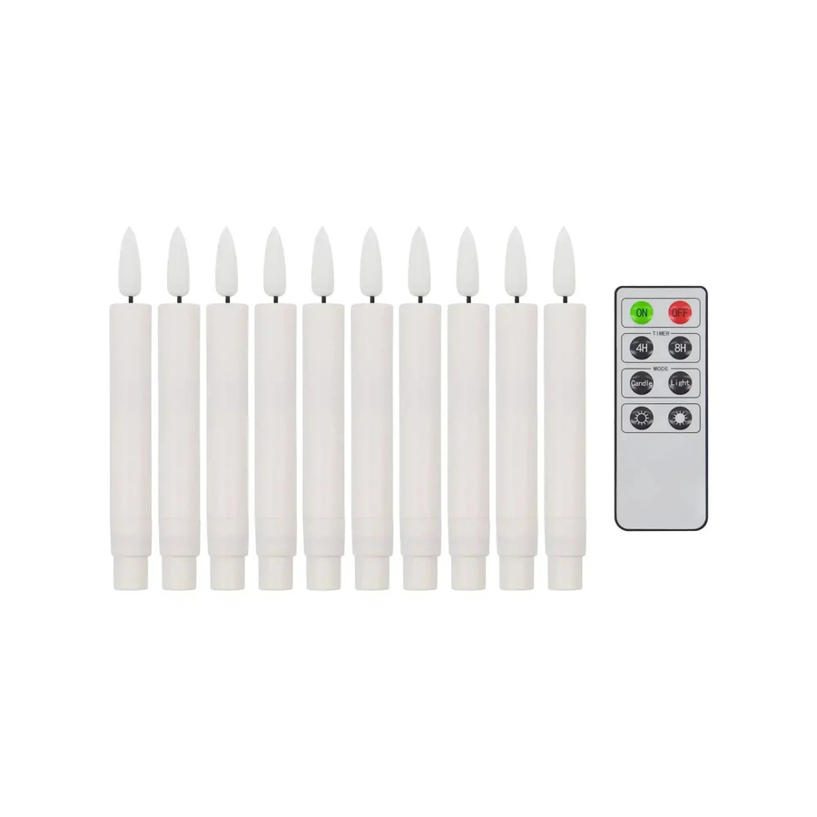 House Doctor LED-Weihnachtskerzen mit Flackereffekt und Fernbedienung, Weiß, Höhe: 12,5 cm - Bild 1