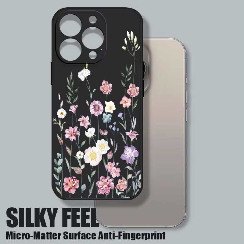 YISHANGOU Silikon-Handyhülle mit rosa Blumenmuster für iPhone 16 15 14 13 12 11 Pro Max – Stoßfeste weiche TPU Schutzhülle in Pink und Purple - Bild 3