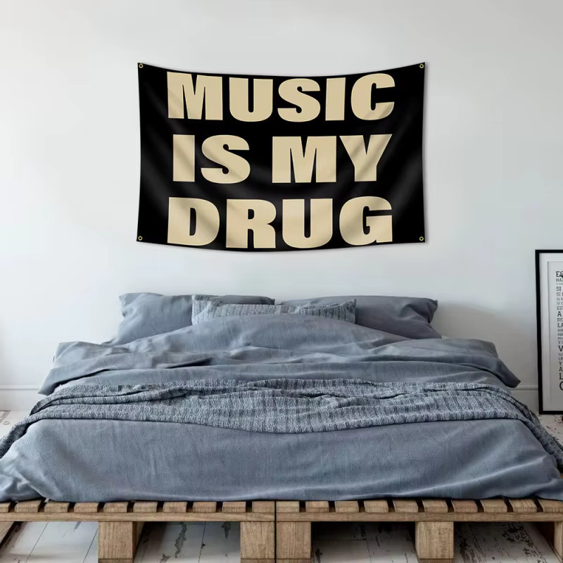 VIKAMA Music Faith Golden Slogan Wandteppich in Gold und Schwarz als moderne Textil-Wanddekoration - Bild 5
