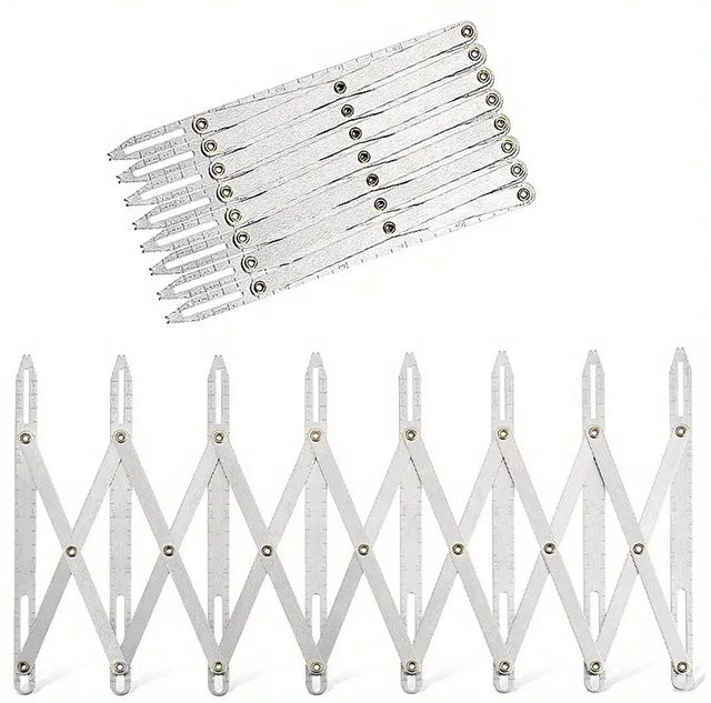JAY HOME Erweiterndes Nählineal aus Aluminium als Multifunktions-Knopfloch-Spacer und Messwerkzeug in Silber - Bild 1