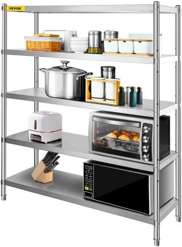 VEVOR Lagerregal aus Edelstahl, 5-stufiges Garagenregal mit verstellbaren Regalböden, Farbe: Silber, H x B x T: 180 x 180 x 45 cm - Bild 1