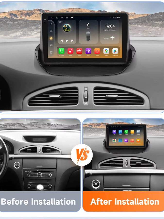 Hizpo Drahtloses CarPlay und Android Auto Autoradio für Renault Laguna 2 2001–2007 mit AI GPS 2Din 4G-LTE DSP und Snapdragon 6115 in Schwarz - Bild 4