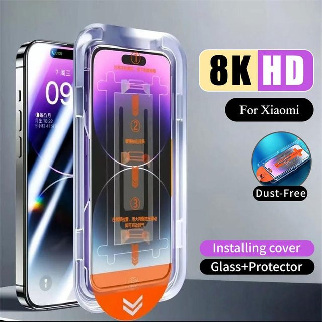 Xiaomi Gehärtetes Glas Displayschutz mit Ein-Klick-Installation gegen Staub für Redmi Note 14 13 12s 11s 12 11 Pro 14C 13C 12C Mi 14T 13T 12T 11T Pro Transparent - Bild 1