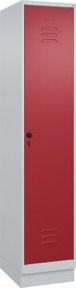 C+P Spind Classic PLUS Garderobenschrank mit Sockel, 1 Abteil, Grau/Rot, H x B x T: 195 x 40 x 50 cm - Bild 1