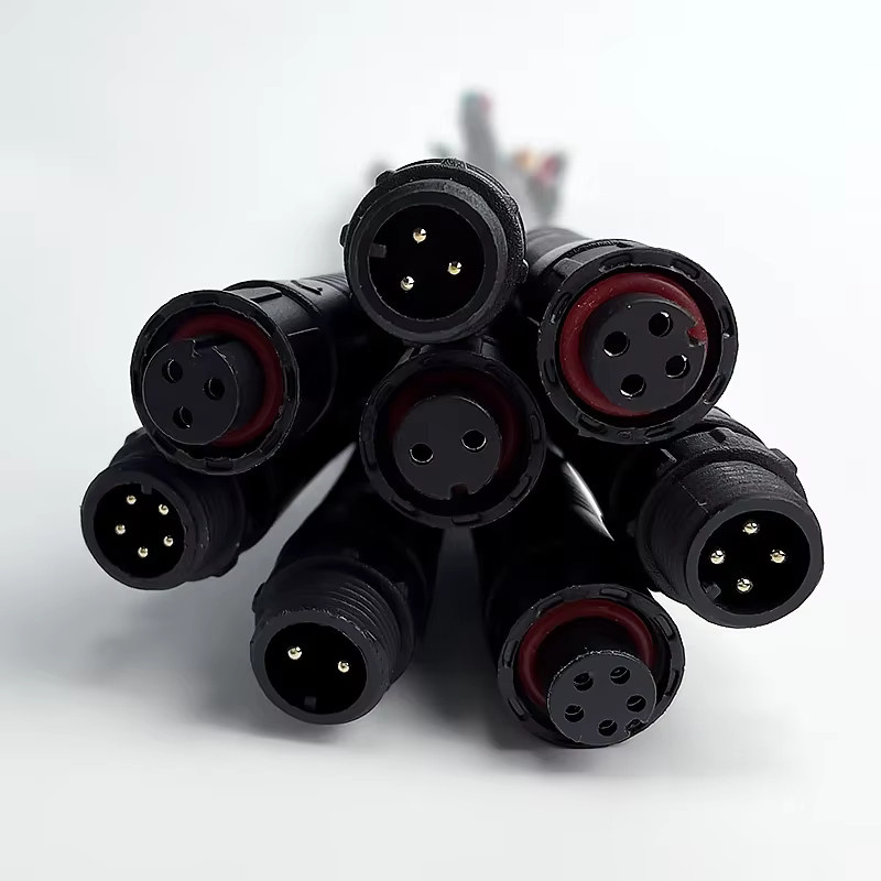 M12 IP67 Kabelstecker Set für LED-Streifen, wasserdichte Steckverbinder mit Gummikern, schwarz, Länge: 20 cm - Bild 3