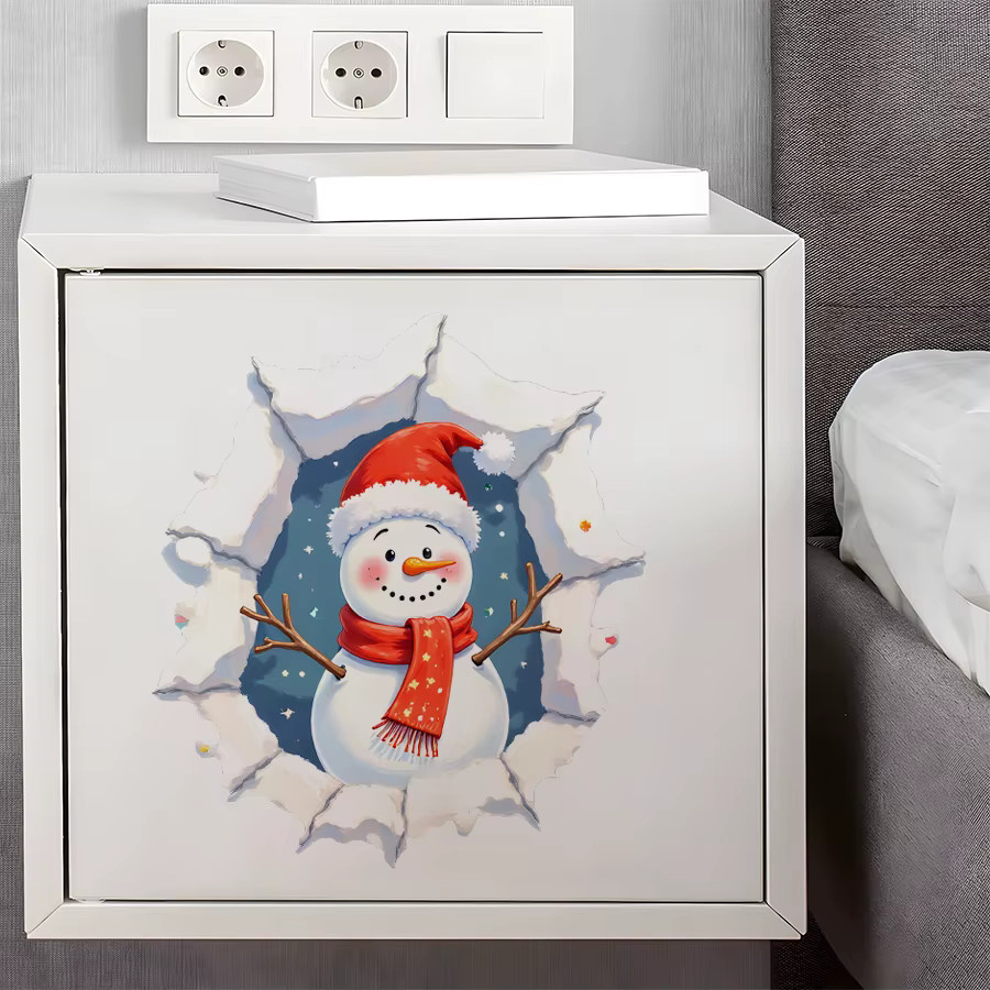 BRUP Schneemann Toilettenaufkleber mit Weihnachtsmütze und rotem Schal, weihnachtliche Dekoration aus Kunststoff in Rot und Mehrfarbig - Bild 3