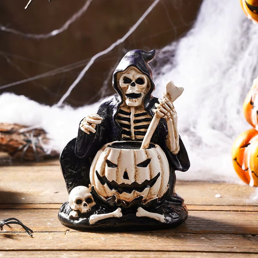 Retro Halloween Schädel Statue aus Harz als dekoratives Kunsthandwerk - Bild 4