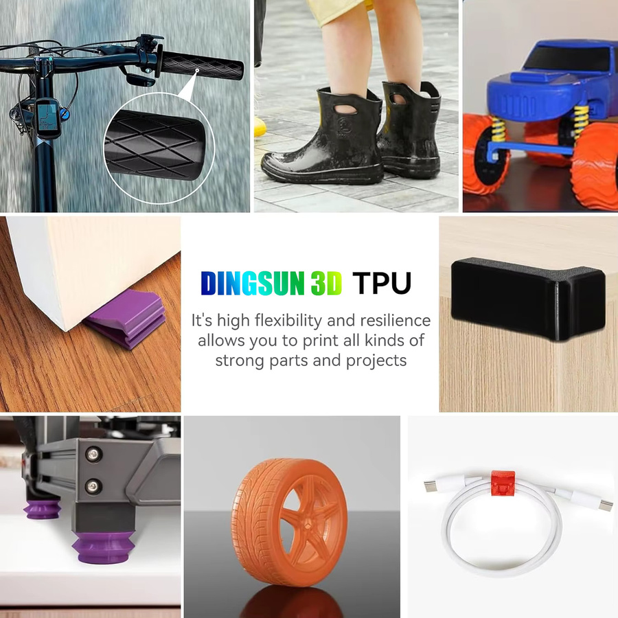 DINGSUN 3D TPU-Filament Transparentes FDM Filament, 1,75mm, 95A Hochelastisch, ±0,03mm Genauigkeit, Purple - Bild 3
