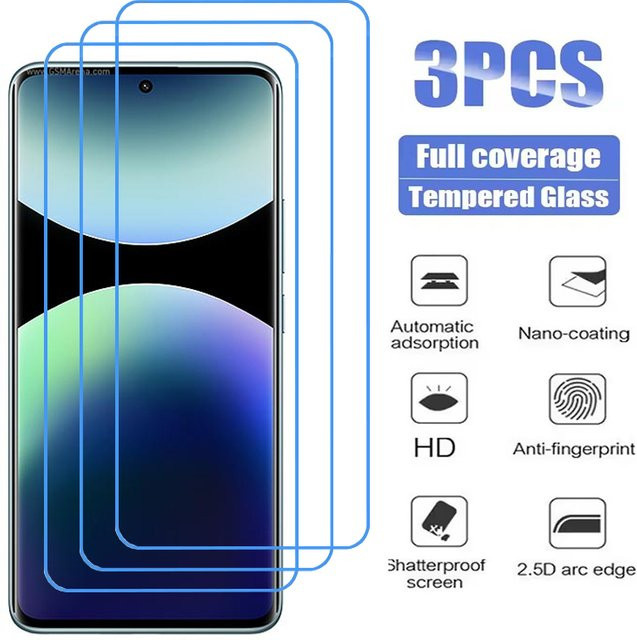 3-teiliges gehärtetes Glas Displayschutz-Set für Xiaomi Redmi Note 12 Pro 11 11S 10 10S 9 9S 9C 9A Max 8 8T 7 6 in Transparent - Bild 1