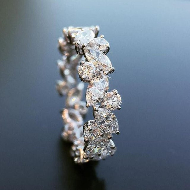YIRAN Jewelry Ring, Kupfer, Zirkonia, Kristall, Grau, Damen - Bild 1