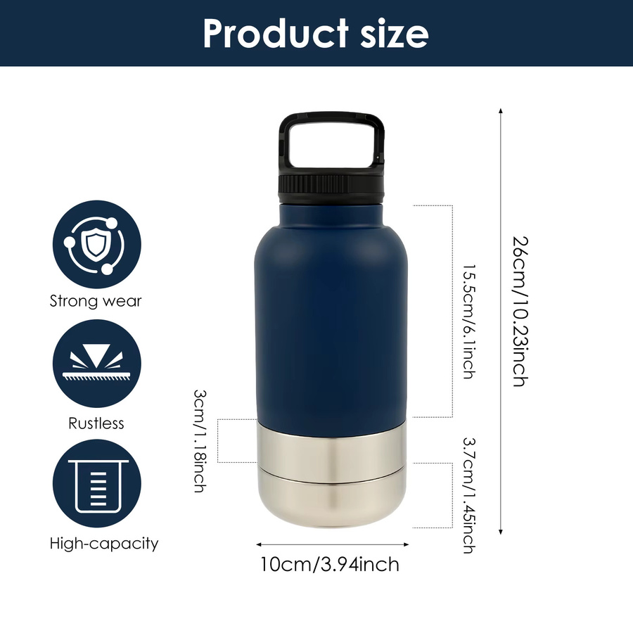 Willstar 3-in-1 Hundewasserflasche aus Edelstahl in Blau, isolierter Futterspender für unterwegs, B/T/H: 26,0 x 10,0 cm - Bild 6
