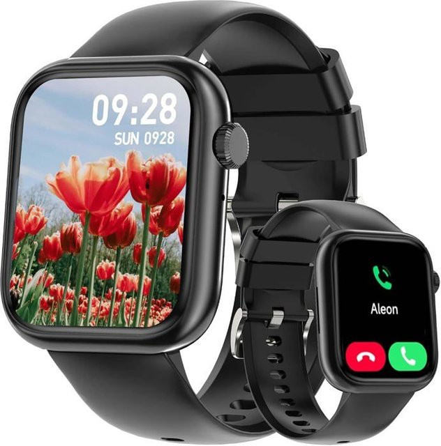 Laser Genetics Carron Smartwatch mit 1,83 Zoll Display, Bluetooth-Anruffunktion, IP67 wasserfest und 110+ Sportmodi in Schwarz - Bild 1