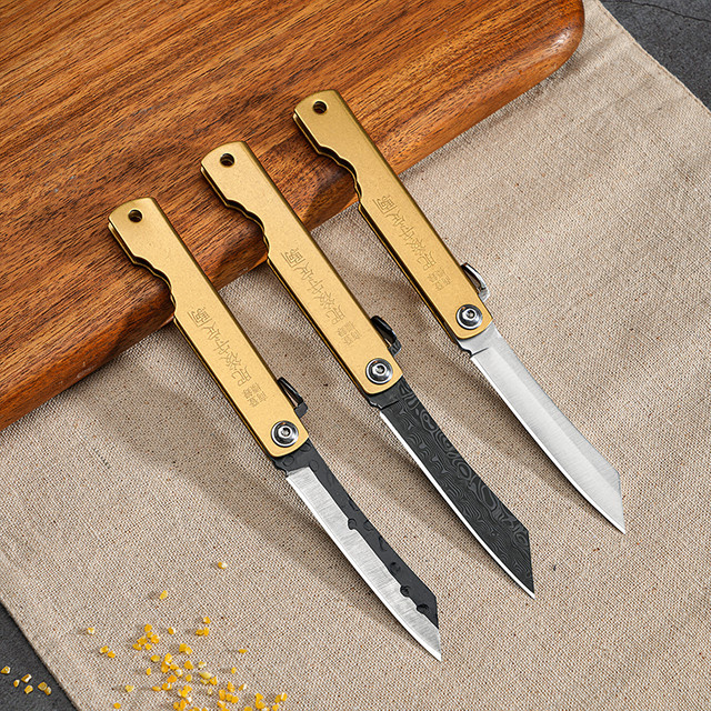 ZUOMU Klappmesser aus Edelstahl in Gold mit Holster als tragbares Outdoor-Werkzeug - Bild 1