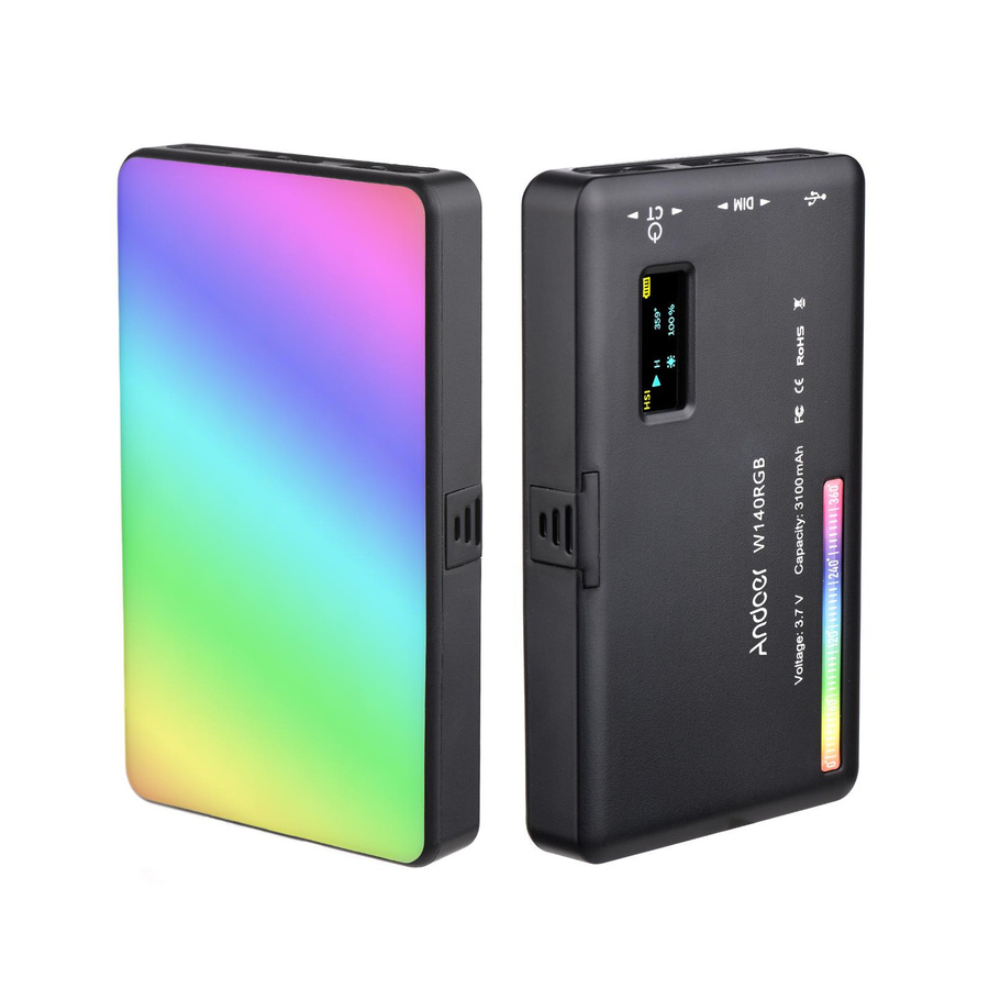 Andoer W140 RGB-LED-Videoleuchte in Schwarz, wiederaufladbares Fotografie-Fülllicht mit CRI95+, dimmbar, 2500K-9000K - Bild 8