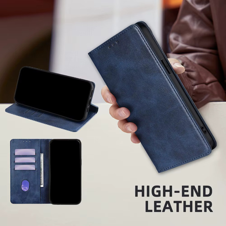 Xiaomi Redmi Note 14S 4G Leder Flip Brieftasche Schutzhülle in Blau mit Kartenfächern - Bild 3