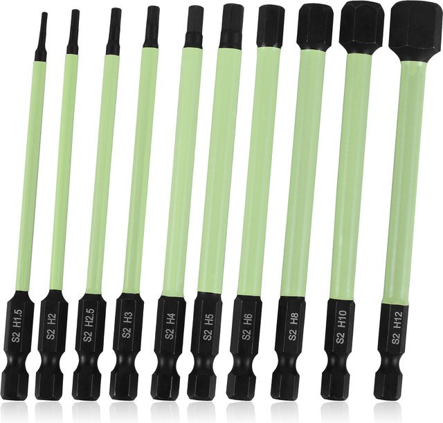 Toorise 10er Set magnetische Sechskant Inbusschlüssel Bohrer aus S2 legiertem Stahl mit 1/4 Zoll Anschluss für Schrauben und Muttern - Bild 1