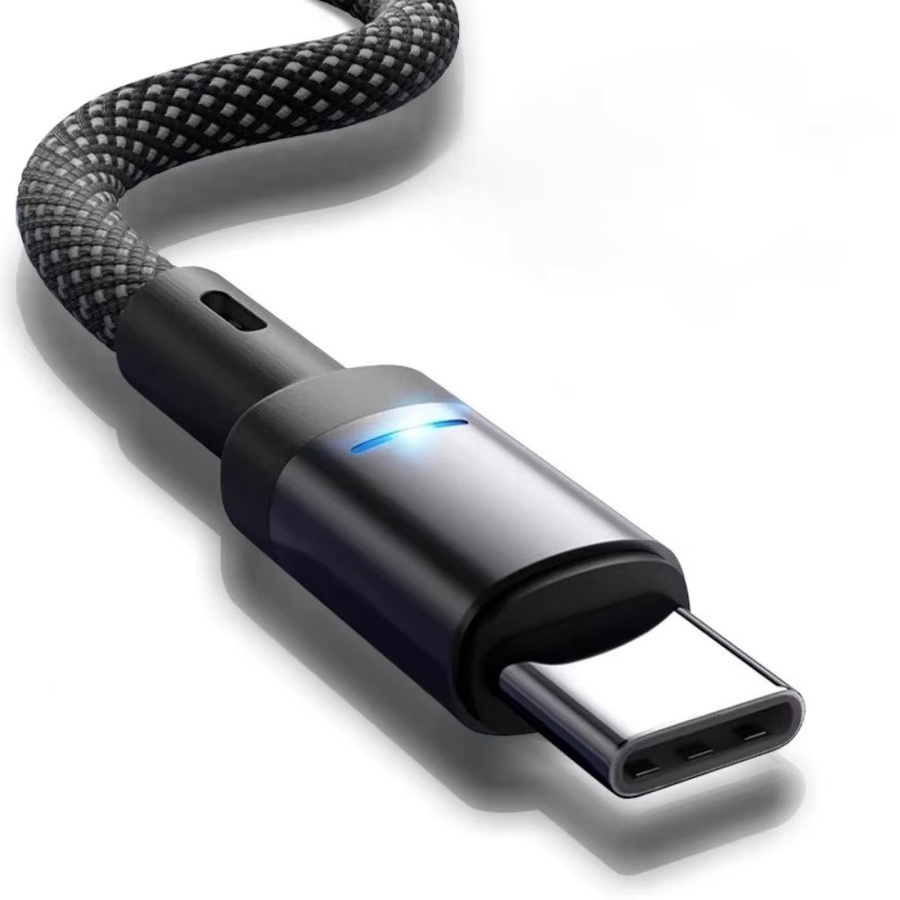 100 W Schnelllade-Datenleitung Typ C aus geflochtenem Nylon in Schwarz für Samsung Xiaomi Huawei - Bild 5