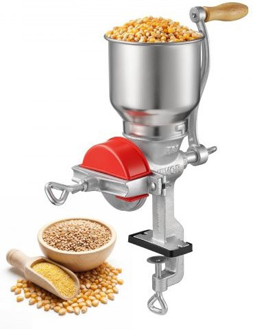 VEVOR Manuelle Getreidemühle aus Gusseisen mit hohem Trichter, Handkurbel und Tischklemme inklusive Staubschutzhaube zur Vermahlung von Getreide, Gewürzen, Kaffee und Nüssen - Bild 1
