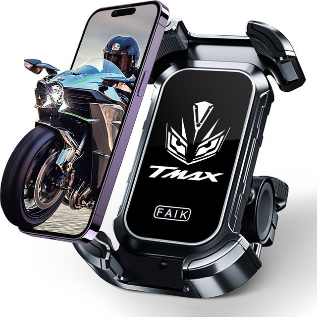 Motorrad Lenker Handy Halterung und GPS Halterung für Yamaha T-Max 500 530 560 in Schwarz - Bild 1