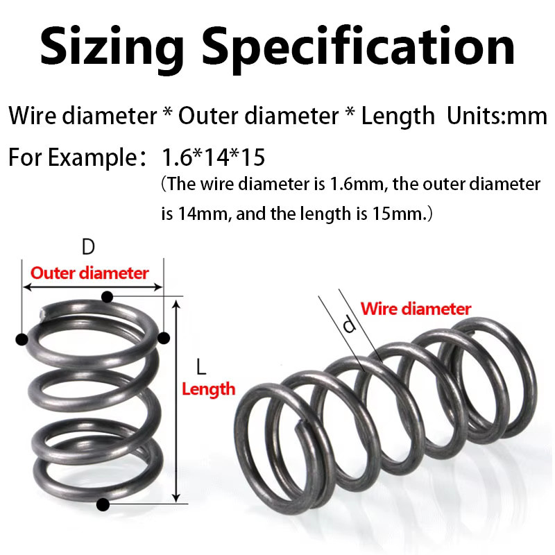 HotXYZ Zylindrische Druckfeder aus Stahl 65Mn in Silber mit 2,0 mm Drahtdurchmesser - Bild 2
