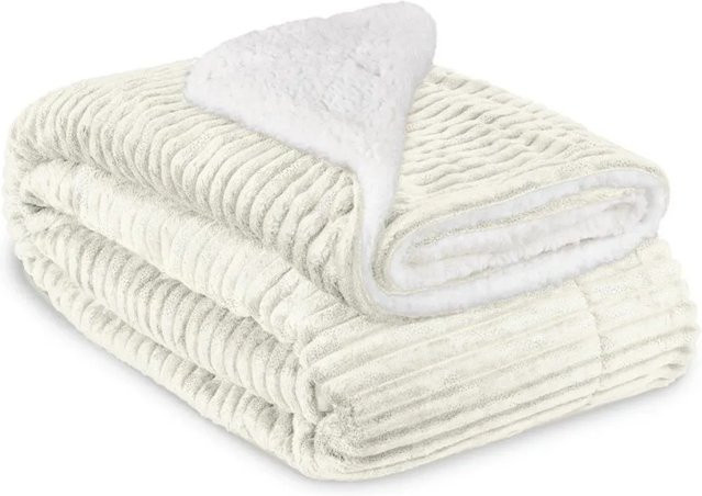 Beautissu Elisa Sherpa Decke Reversible Double Face in Natur Beige B/B: 220 x 240 cm - Bild 1