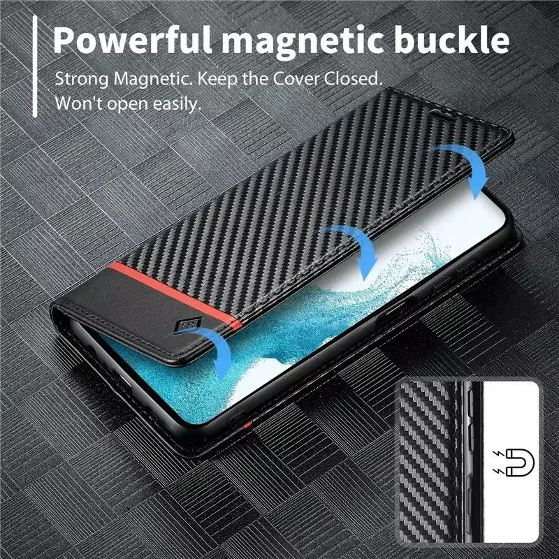 Handyhülle aus Kohlefaser und Leder für Samsung Galaxy A-Serie in Schwarz - Bild 3