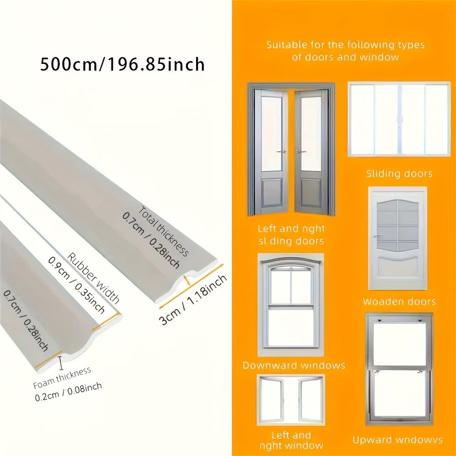 Selbstklebender wetterfester Dichtungsstreifen in Profilform D für Türen und Fenster, grau, 1 Rolle - Bild 2
