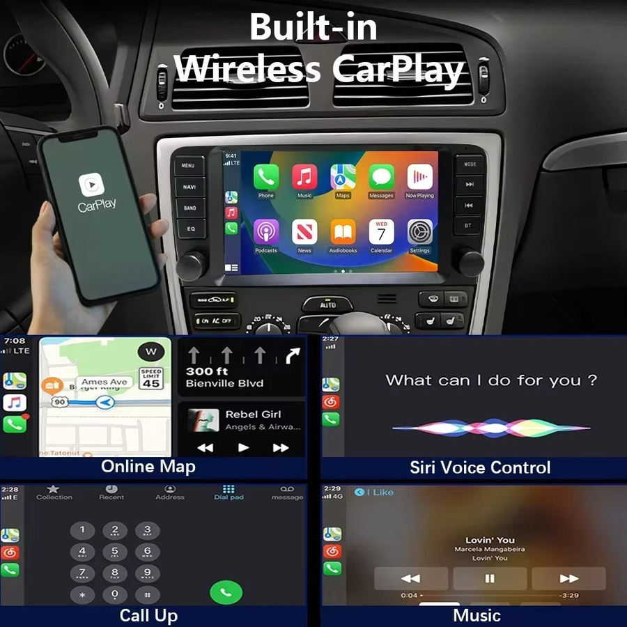 CHSTEK Android 13 Multimedia-Navigationssystem mit kabellosem CarPlay für VOLVO XC70 V70 S60 S40 V40 (2005-2008) in Schwarz mit GPS, WiFi, 4G und Bluetooth - Bild 3