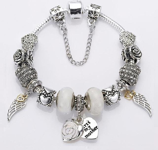 Allbestart Charm-Armband, versilberte Schlangenkette, Kristalle, 18cm, Damen und Kinder - Bild 1