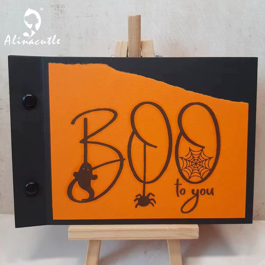 Alinacutle Halloween Silikonstempel mit Spinnen, Fledermäusen und BOO Motiv für Scrapbooking und Papierhandwerk, transparent - Bild 2
