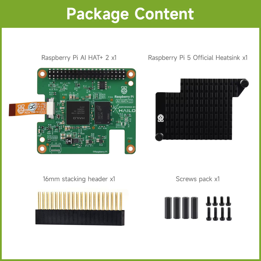 Raspberry Pi AI HAT+ 2 mit Hailo-10H KI-Beschleuniger und 8GB RAM für Raspberry Pi 5, Grün - Bild 3