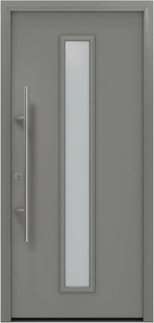 EcoStar Haustür Isopro Secur IPS 020S in Graualuminium mit Glaseinsatz, B: 110 cm, H: 210 cm - Bild 1
