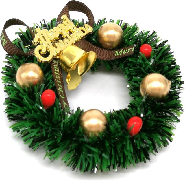 TOMTOP JMS Weihnachtskranz Miniatur für Puppenhaus Dekoration, beige, Durchmesser: 6 cm - Bild 1