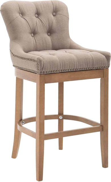 CLP Barhocker Lakewood gepolsterter Tresenstuhl mit Stoff-Bezug und Holzgestell in Beige mit Steppmuster - Bild 1