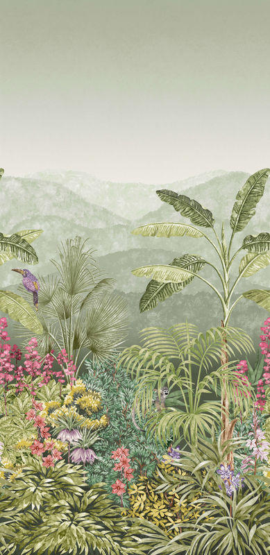 Little Greene Mural Capricorn - Boringdon Wandtapete im Vintage-Stil, grün/mehrfarbig, florales Design aus Vlies - Bild 4