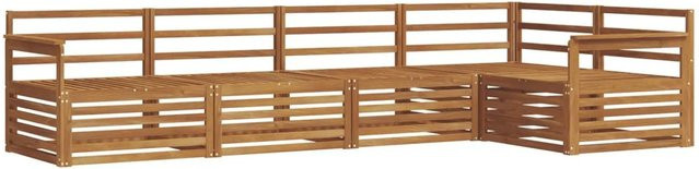 vidaXL Outdoor-Sofagarnitur 5-teilig aus Massivholz Akazie in Natur Braun, L-Form mit Ecksofa und Mittelsofas - Bild 1