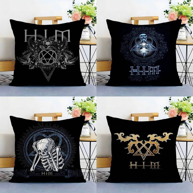 H-Him Heartagram Kissenbezug aus Mikrofaser Plüsch in Schwarz B/B/B: 30 x 30 x 30 cm - Bild 1