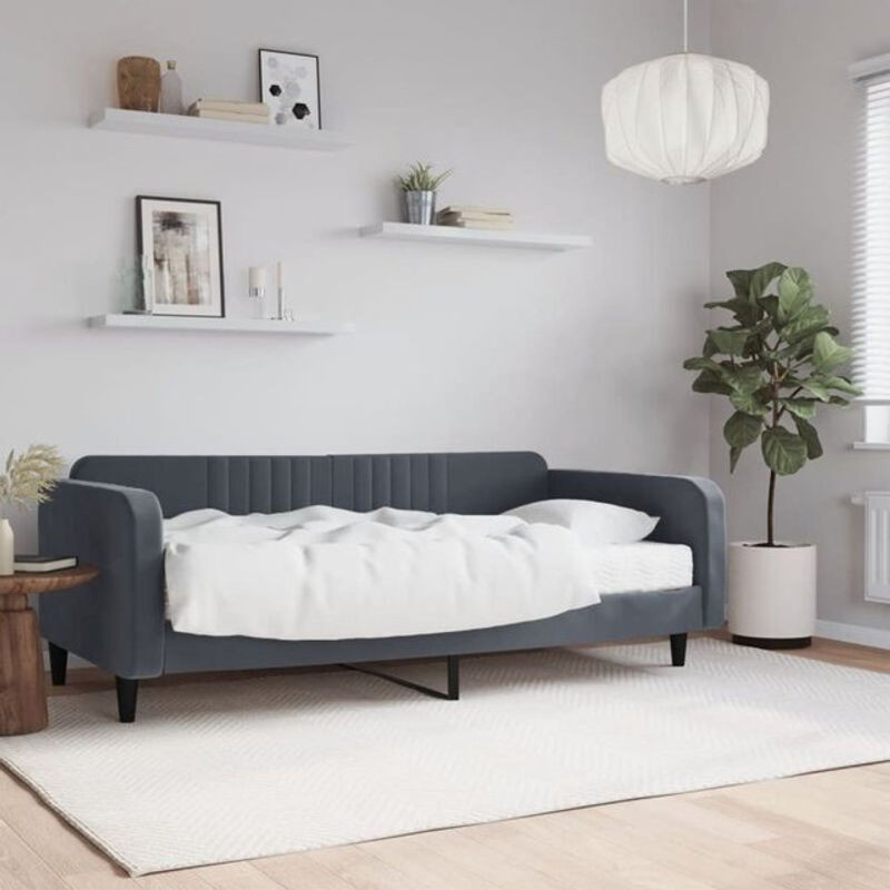 vidaxl Tagesbett mit Matratze aus Samt und Metall in Anthrazit, B/T: 200 x 100 cm - Bild 1