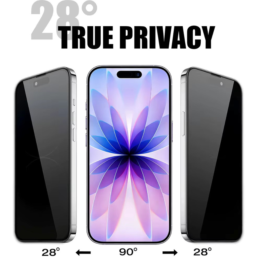 NNBILI 2er-Pack Blickschutz-Displayschutzfolien aus gehärtetem Glas für iPhone 17 16 15 14 13 12 11 Pro Max 13 Mini 17e 16e - Bild 2