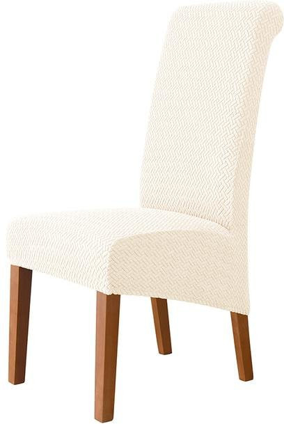 Waschbare Stuhlhussen mit hoher Rückenlehne aus Jacquard-Stretch-Spandex in Weiß für Esszimmer und Hotels, Größe XL (60-75 cm) - Bild 1