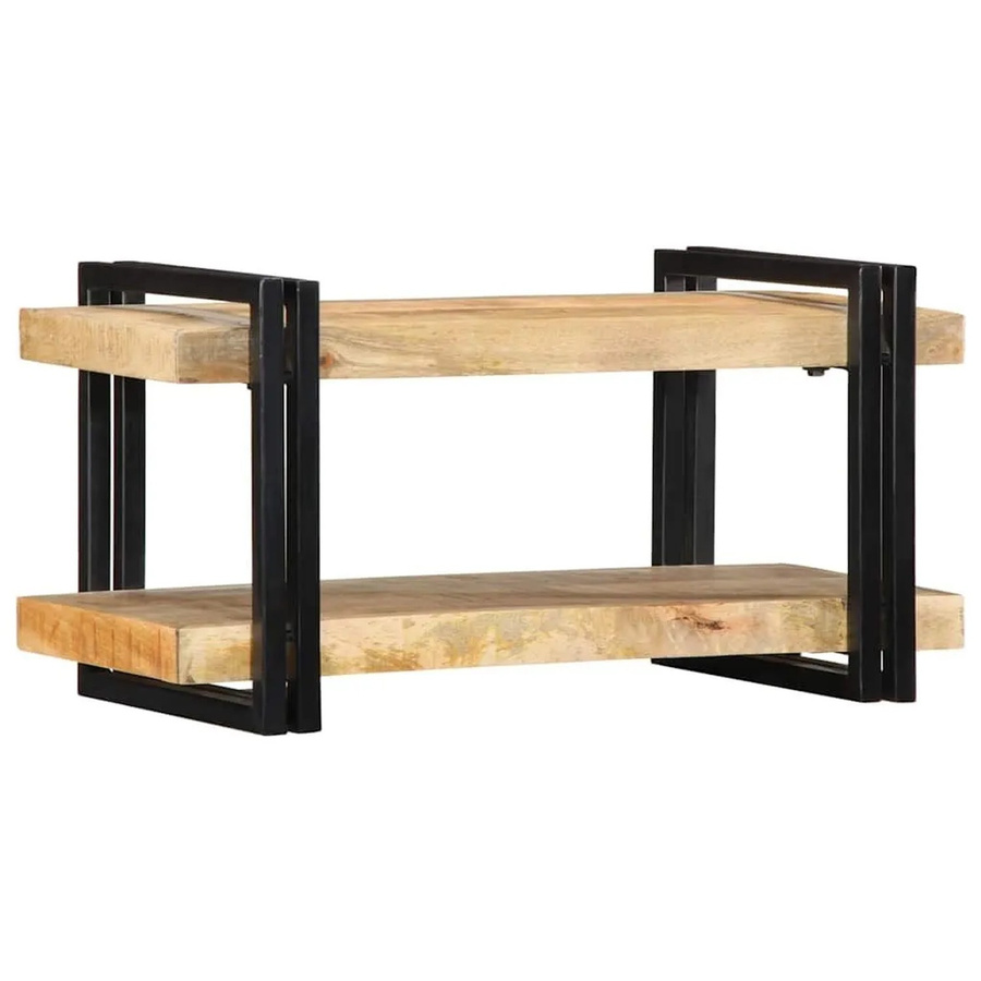 vidaXL Wandregal aus Mango Massivholz und Metall in Braun, B/H/T: 70 x 33 x 35 cm - Bild 2